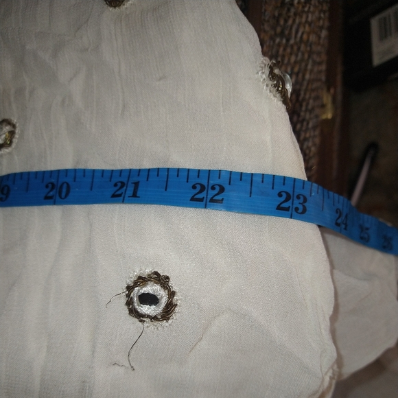 Vintage White Mirrored Zardozi Gossamer Gauze 3/4 Sleeve Hi Low Maxi Dress. No b - Picture 4 of 6